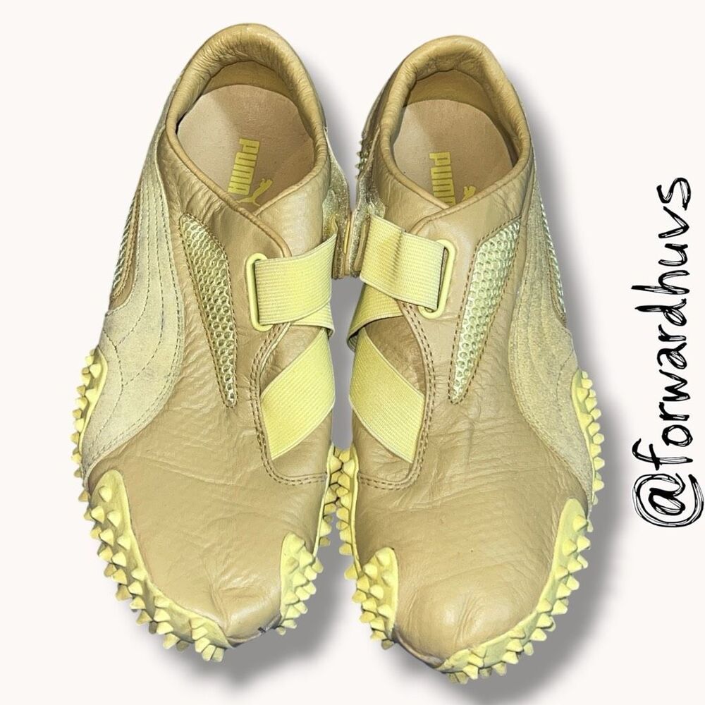 PUMA Mostro Leather Hook & Loop Sneakers Beige Yellow Women’s 8.5